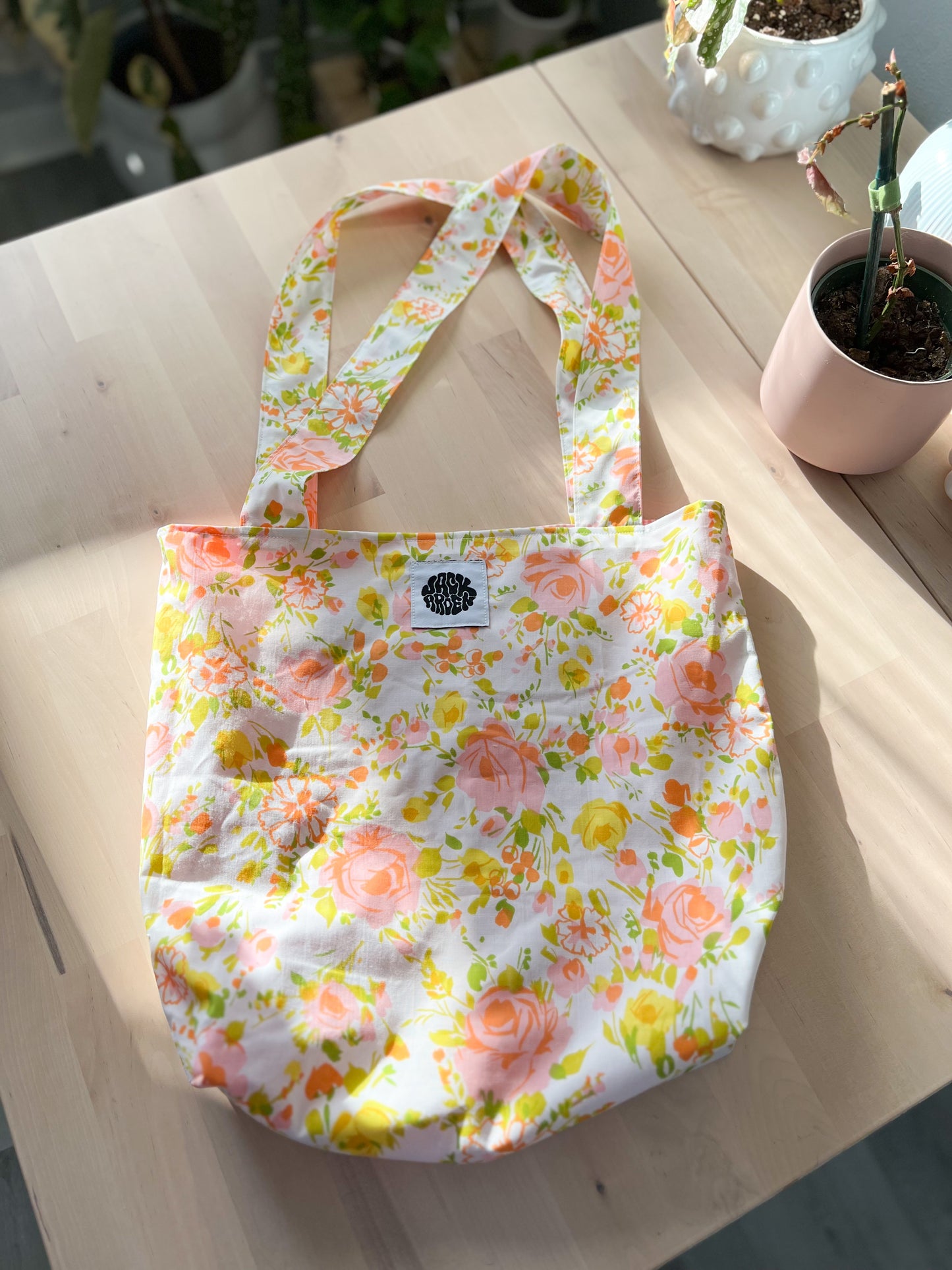 floral tote bag