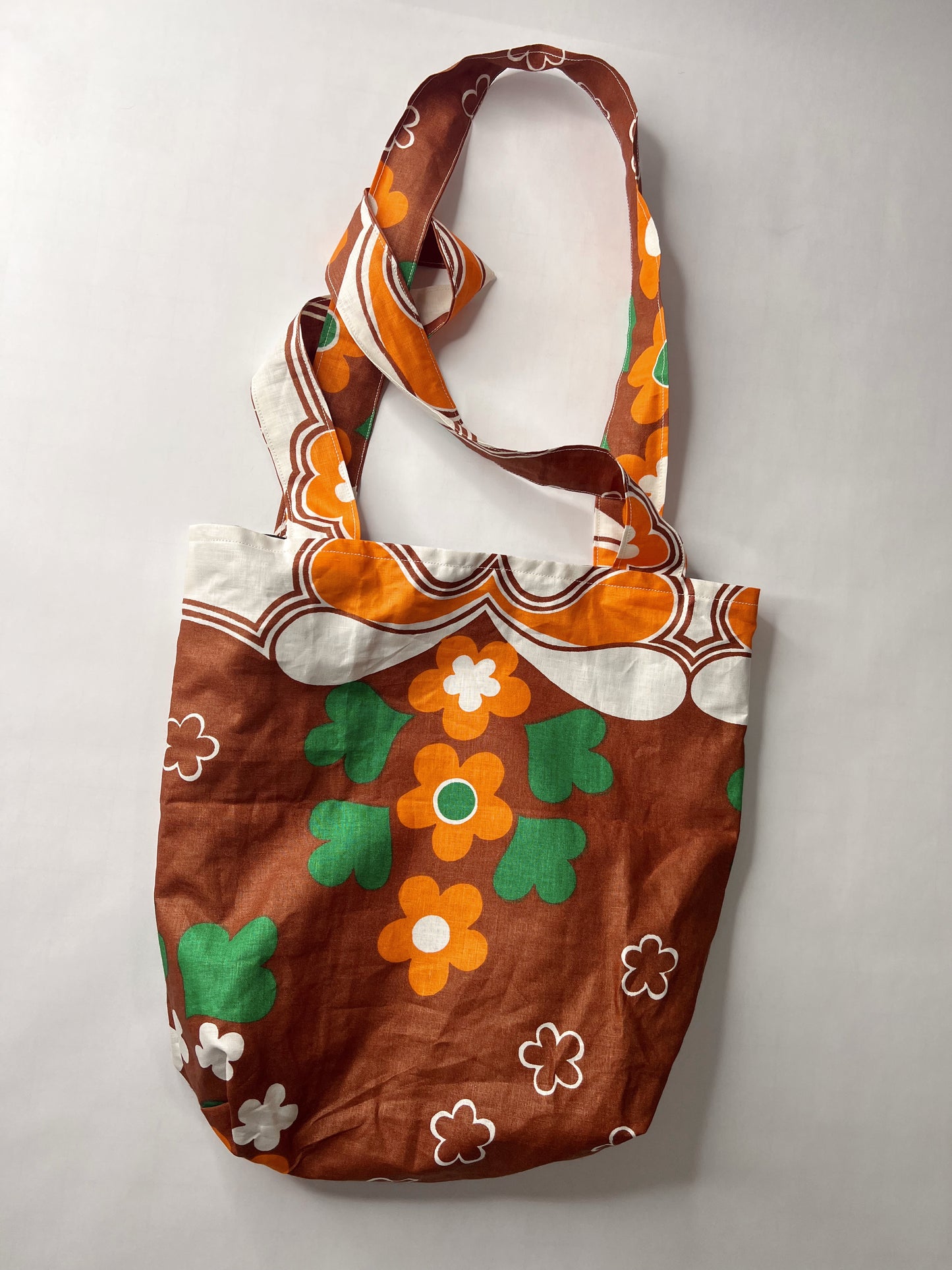 brown floral tote bag