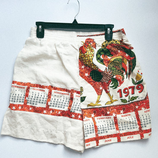 rooster tea towel shorts - large